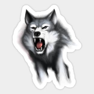 Cute Fierce Wolf Drawing Sticker